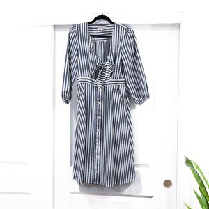 Madewell Size 6 Shimmer Striped Cut Out Midi Dress